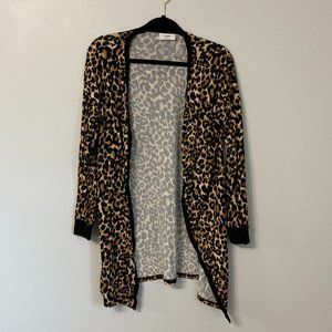 Leopard Print Long Cardigan Size Medium IVOIRE Animal Print Fall Artsy Feisty